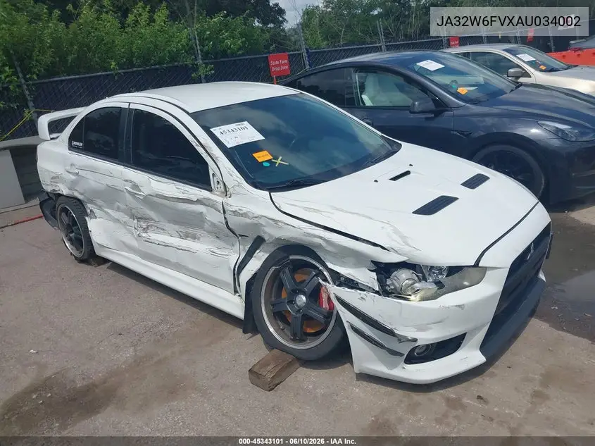 2010 Mitsubishi Lancer Evolution Se VIN: JA32W6FVXAU034002 Lot: 45343101