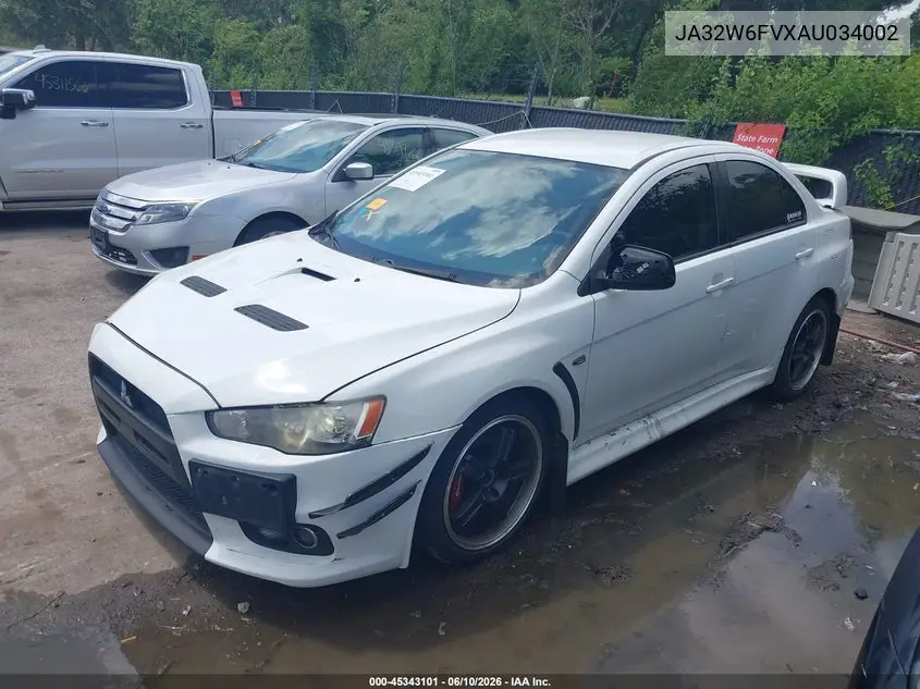 2010 Mitsubishi Lancer Evolution Se VIN: JA32W6FVXAU034002 Lot: 45343101