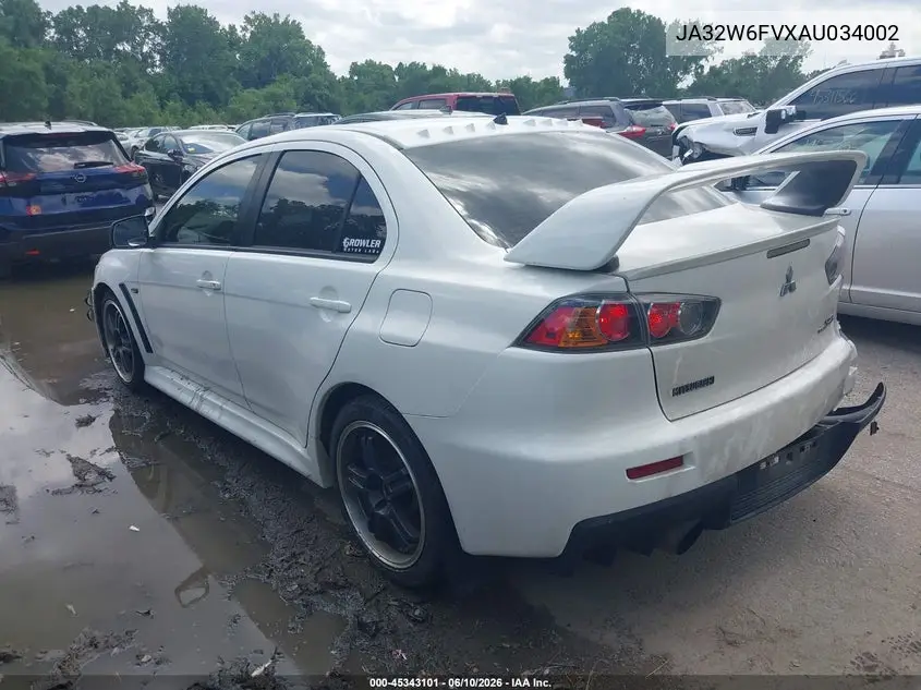 2010 Mitsubishi Lancer Evolution Se VIN: JA32W6FVXAU034002 Lot: 45343101