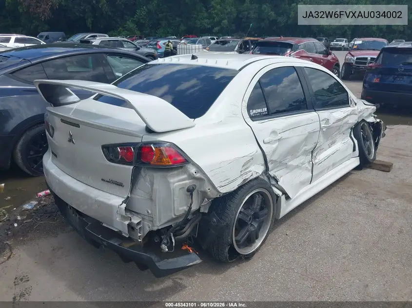 2010 Mitsubishi Lancer Evolution Se VIN: JA32W6FVXAU034002 Lot: 45343101