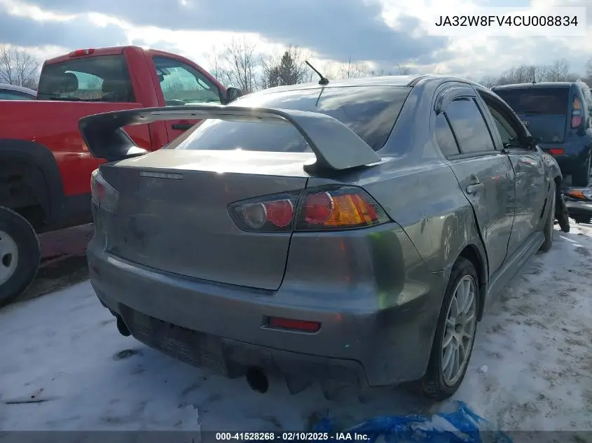 2012 Mitsubishi Lancer Evolution Gsr VIN: JA32W8FV4CU008834 Lot: 41528268