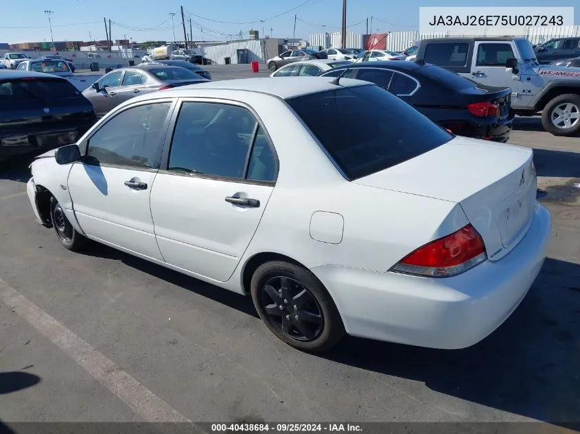 JA3AJ26E75U027243 2005 Mitsubishi Lancer Es