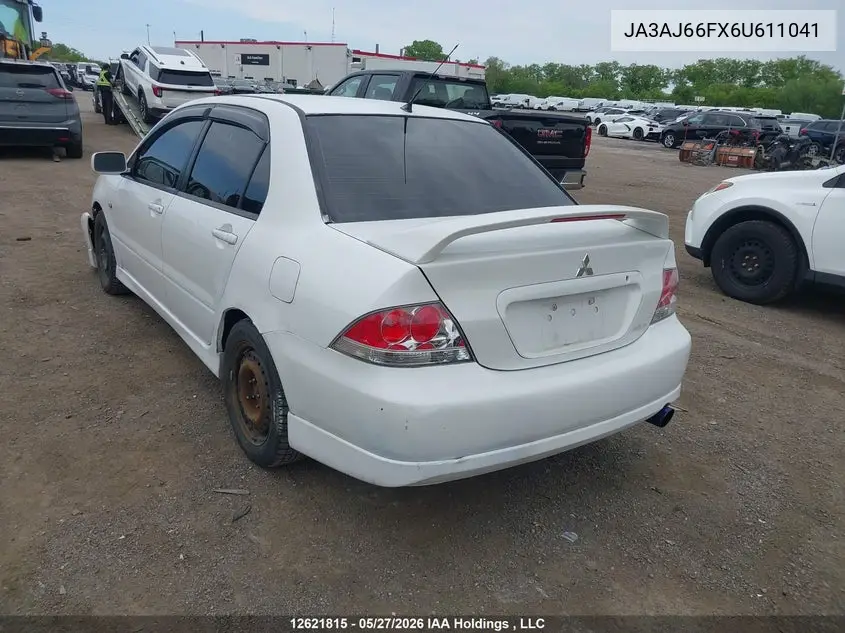 2006 Mitsubishi Lancer Ralliart VIN: JA3AJ66FX6U611041 Lot: 12621815