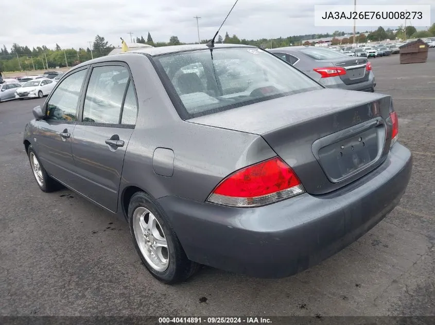 JA3AJ26E76U008273 2006 Mitsubishi Lancer Es/Se