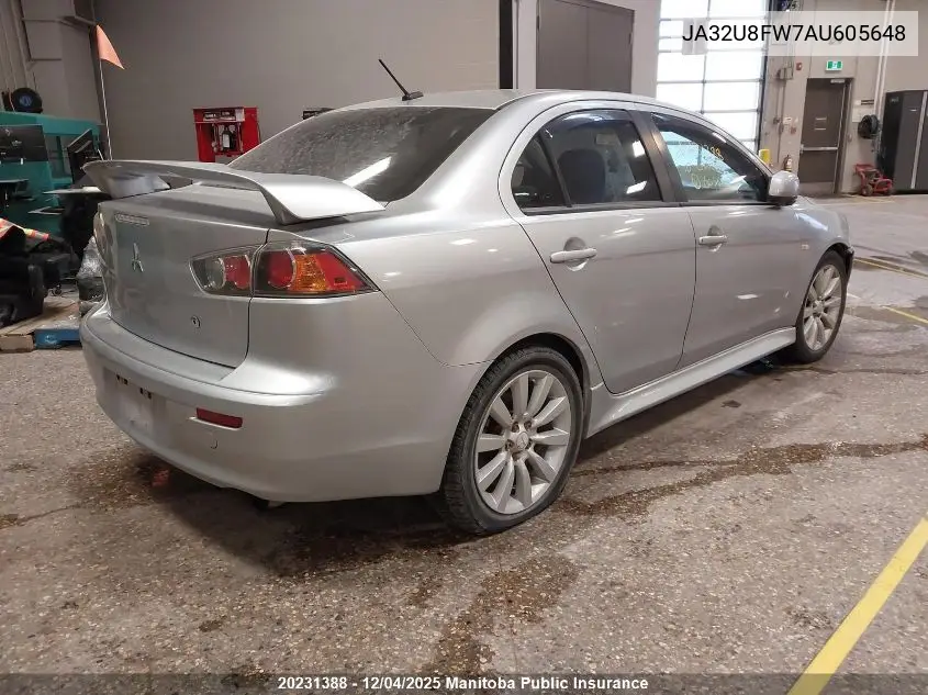 JA32U8FW7AU605648 2010 Mitsubishi Lancer Gts