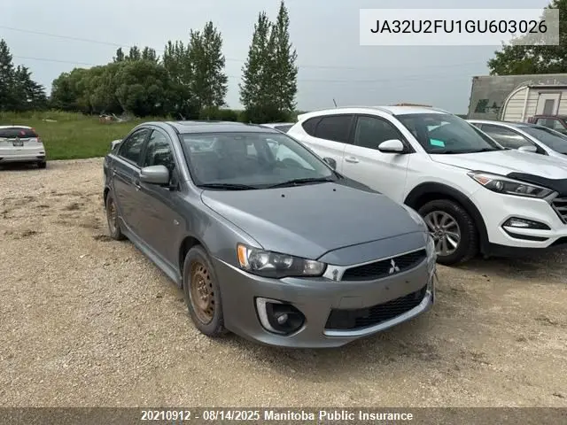 JA32U2FU1GU603026 2016 Mitsubishi Lancer Se