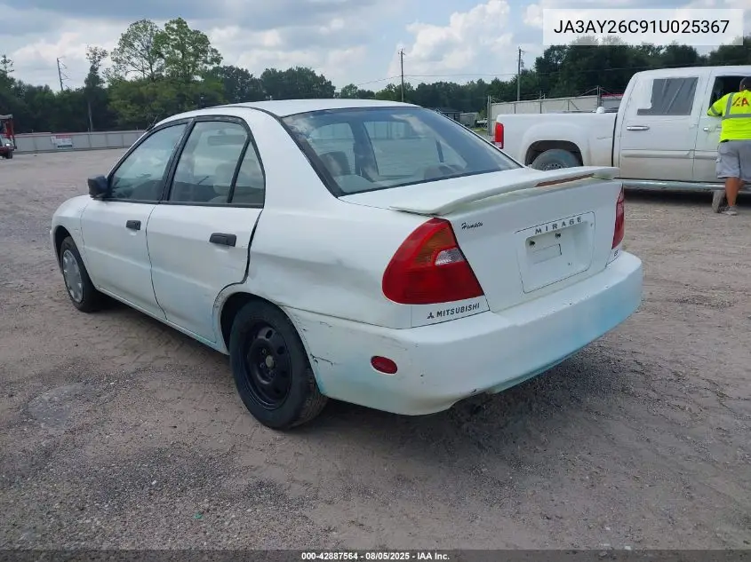 2001 Mitsubishi Mirage Es VIN: JA3AY26C91U025367 Lot: 42887564