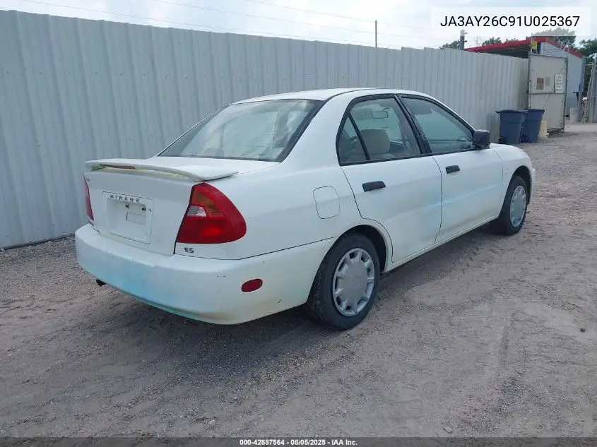 2001 Mitsubishi Mirage Es VIN: JA3AY26C91U025367 Lot: 42887564