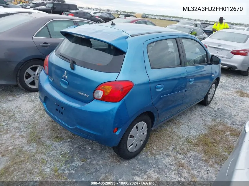 ML32A3HJ2FH012670 2015 Mitsubishi Mirage De/Rf