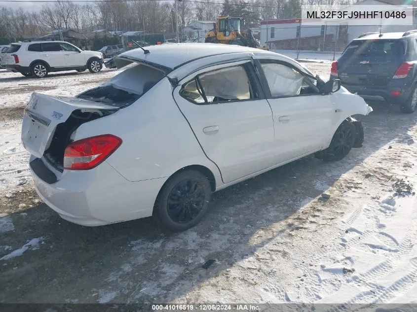 2017 Mitsubishi Mirage G4 Es VIN: ML32F3FJ9HHF10486 Lot: 41016519