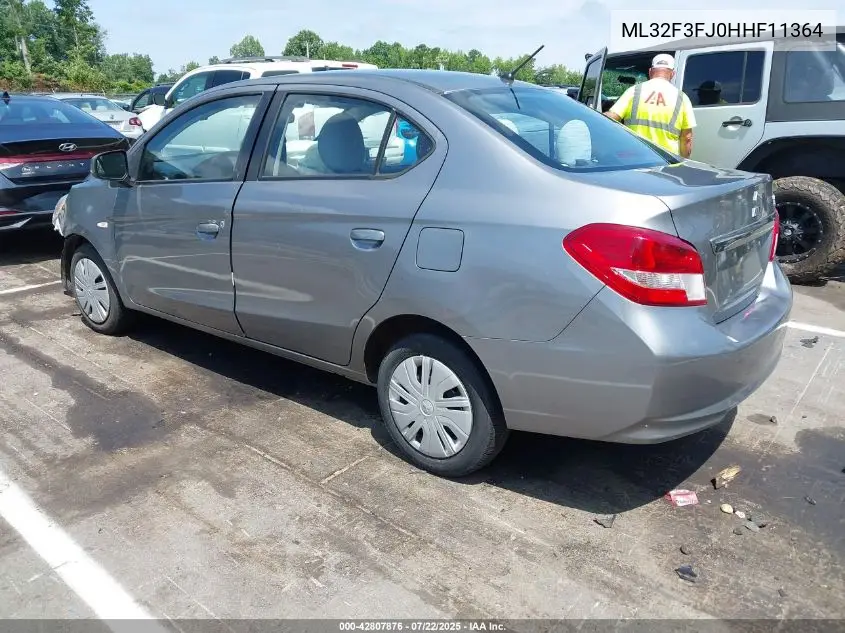 2017 Mitsubishi Mirage G4 Es VIN: ML32F3FJ0HHF11364 Lot: 42807876