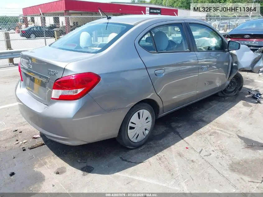 2017 Mitsubishi Mirage G4 Es VIN: ML32F3FJ0HHF11364 Lot: 42807876