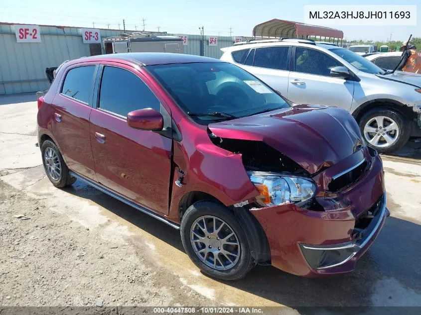 2018 Mitsubishi Mirage Es VIN: ML32A3HJ8JH011693 Lot: 40447508