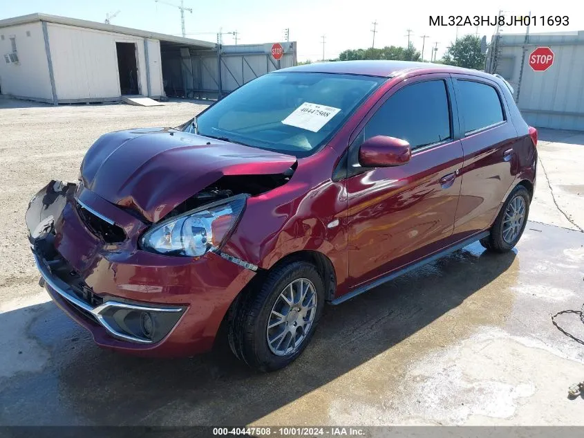 2018 Mitsubishi Mirage Es VIN: ML32A3HJ8JH011693 Lot: 40447508