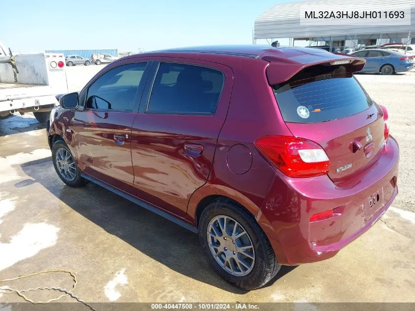 2018 Mitsubishi Mirage Es VIN: ML32A3HJ8JH011693 Lot: 40447508