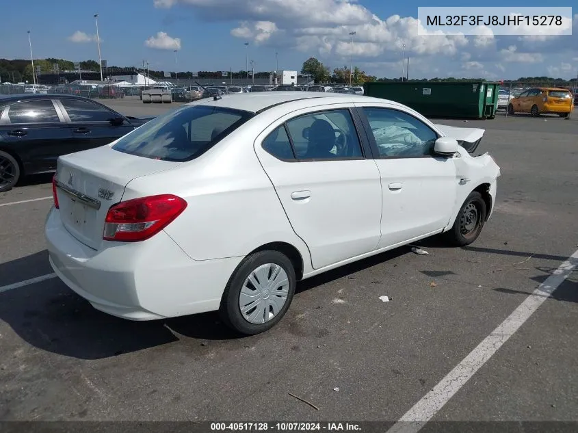 2018 Mitsubishi Mirage G4 Es VIN: ML32F3FJ8JHF15278 Lot: 40517128