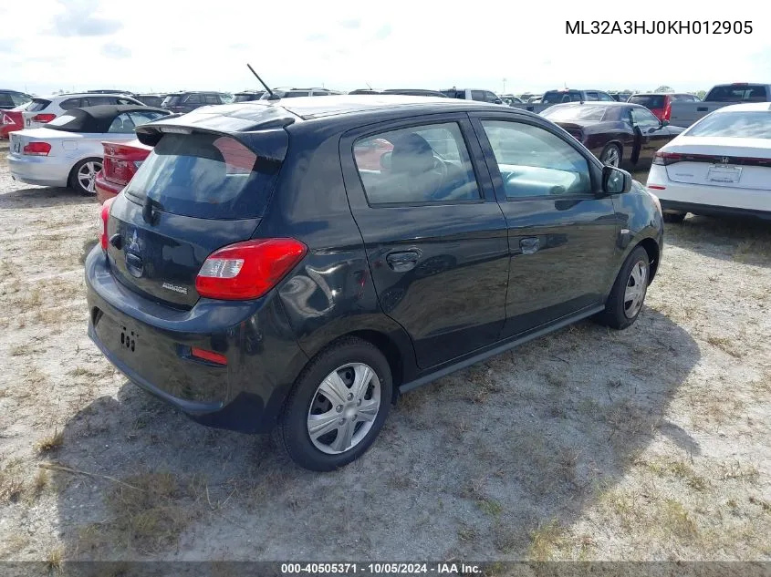 ML32A3HJ0KH012905 2019 Mitsubishi Mirage Es/Rf