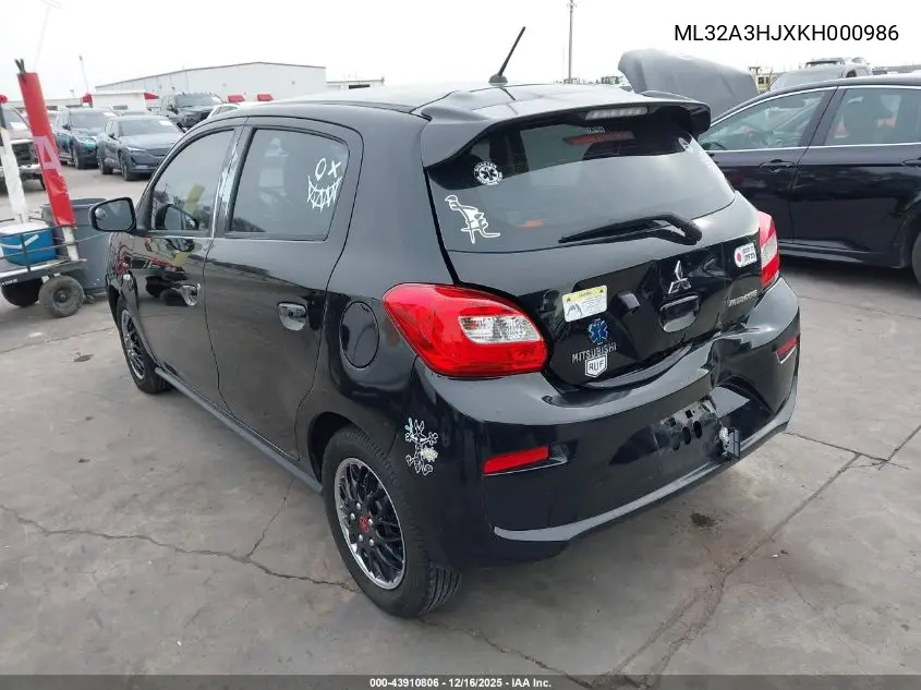 ML32A3HJXKH000986 2019 Mitsubishi Mirage Es