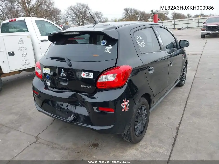 ML32A3HJXKH000986 2019 Mitsubishi Mirage Es