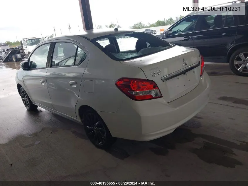 2020 Mitsubishi Mirage G4 Le VIN: ML32F4FJ0LHF10231 Lot: 40195655