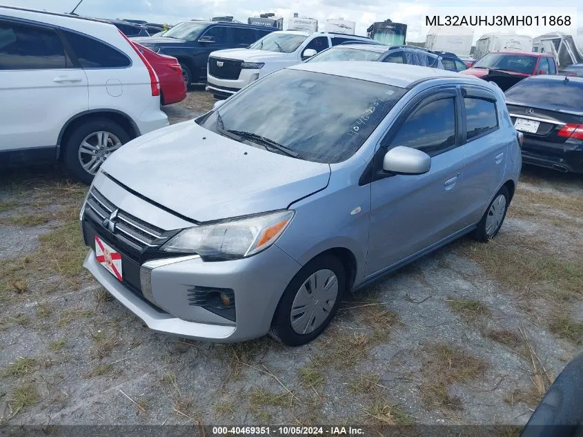 2021 Mitsubishi Mirage Es/Le/Carbonite Edition VIN: ML32AUHJ3MH011868 Lot: 40469351