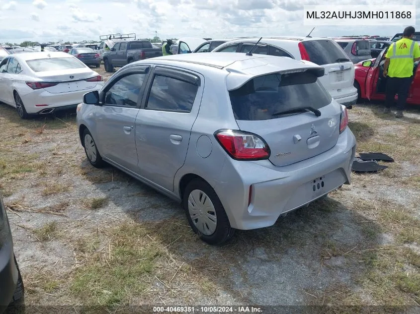 2021 Mitsubishi Mirage Es/Le/Carbonite Edition VIN: ML32AUHJ3MH011868 Lot: 40469351