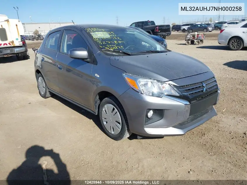 ML32AUHJ7NH000258 2022 Mitsubishi Mirage Es/Le