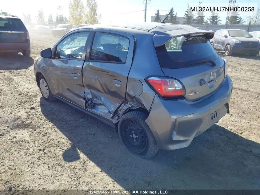 ML32AUHJ7NH000258 2022 Mitsubishi Mirage Es/Le