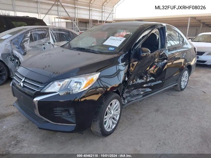 2024 Mitsubishi Mirage G4 Es/G4 Le/G4 Black Edit VIN: ML32FUFJXRHF08026 Lot: 40462118