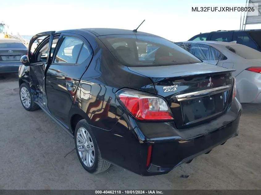 2024 Mitsubishi Mirage G4 Es/G4 Le/G4 Black Edit VIN: ML32FUFJXRHF08026 Lot: 40462118