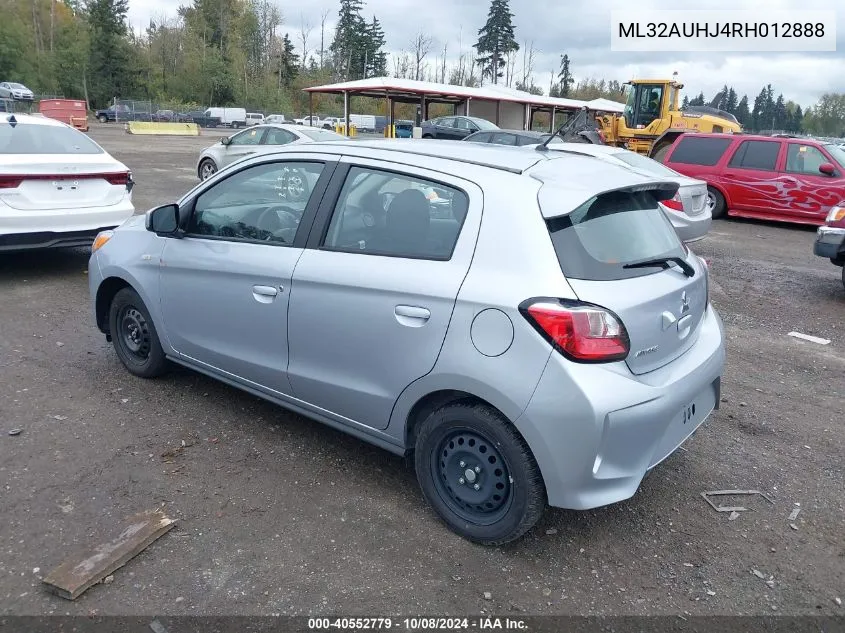 2024 Mitsubishi Mirage Es/Le VIN: ML32AUHJ4RH012888 Lot: 40552779