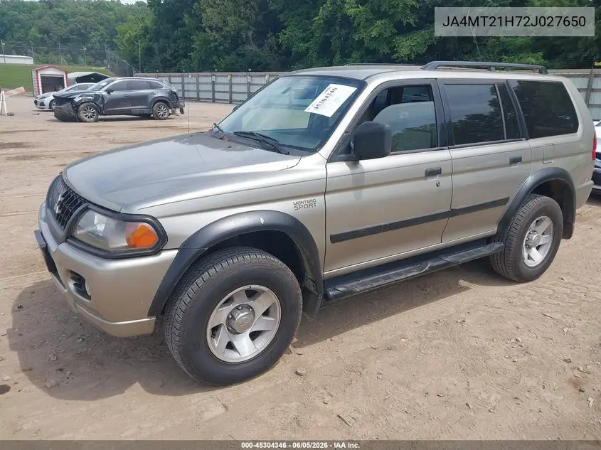 2002 Mitsubishi Montero Sport Es/Ls VIN: JA4MT21H72J027650 Lot: 45304346
