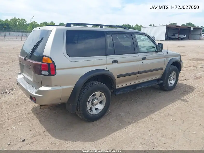 2002 Mitsubishi Montero Sport Es/Ls VIN: JA4MT21H72J027650 Lot: 45304346