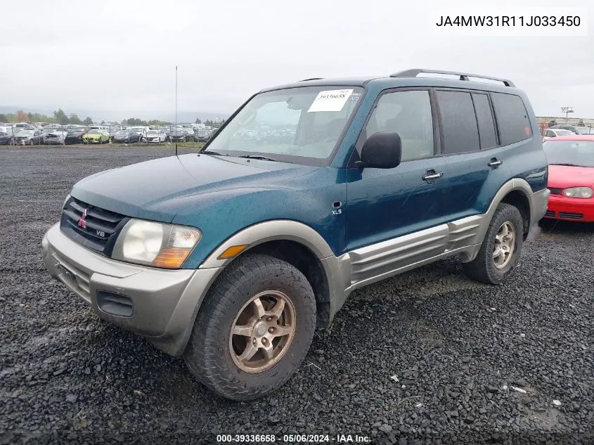 JA4MW31R11J033450 2001 Mitsubishi Montero Xls