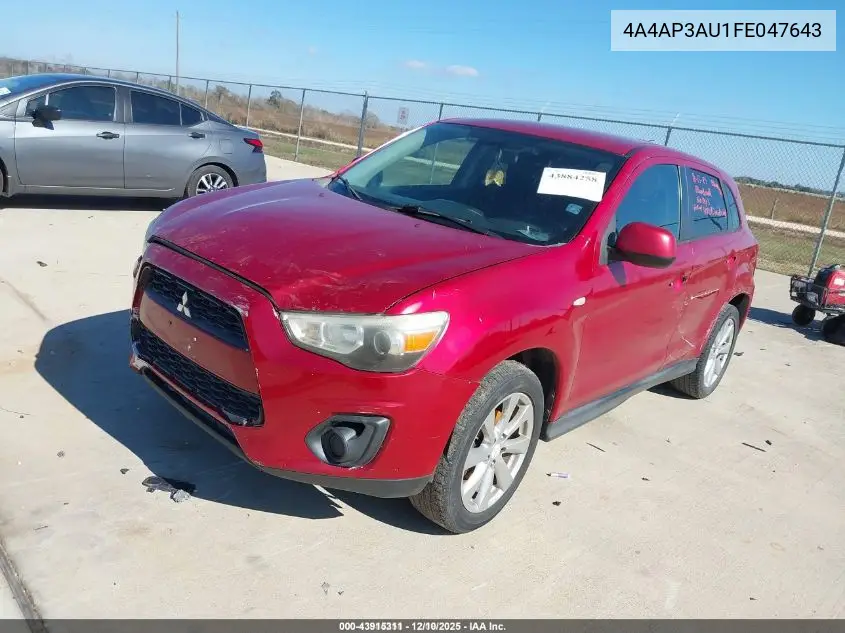 4A4AP3AU1FE047643 2015 Mitsubishi Outlander Sport Es