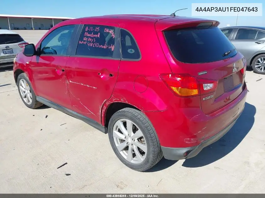 4A4AP3AU1FE047643 2015 Mitsubishi Outlander Sport Es