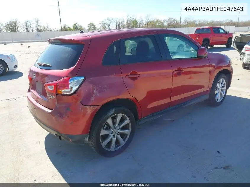 4A4AP3AU1FE047643 2015 Mitsubishi Outlander Sport Es