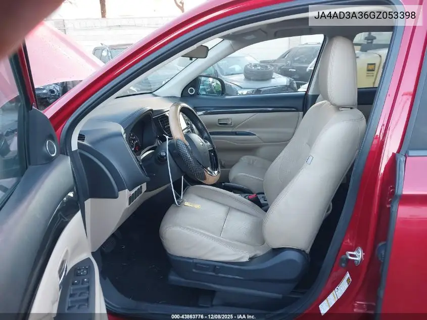 JA4AD3A36GZ053398 2016 Mitsubishi Outlander Sel