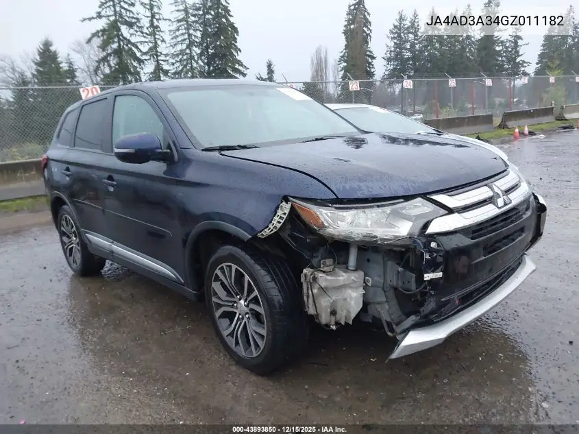 JA4AD3A34GZ011182 2016 Mitsubishi Outlander Se