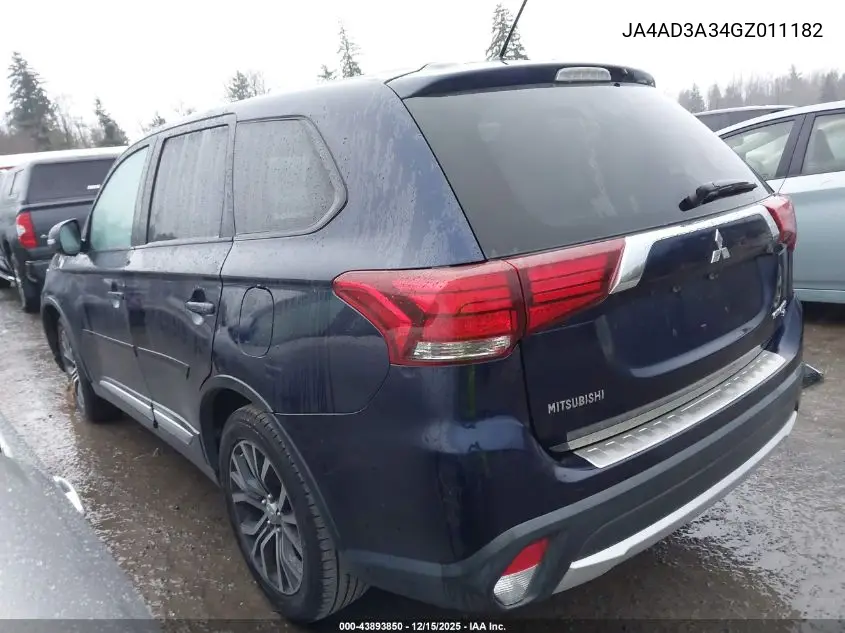 JA4AD3A34GZ011182 2016 Mitsubishi Outlander Se