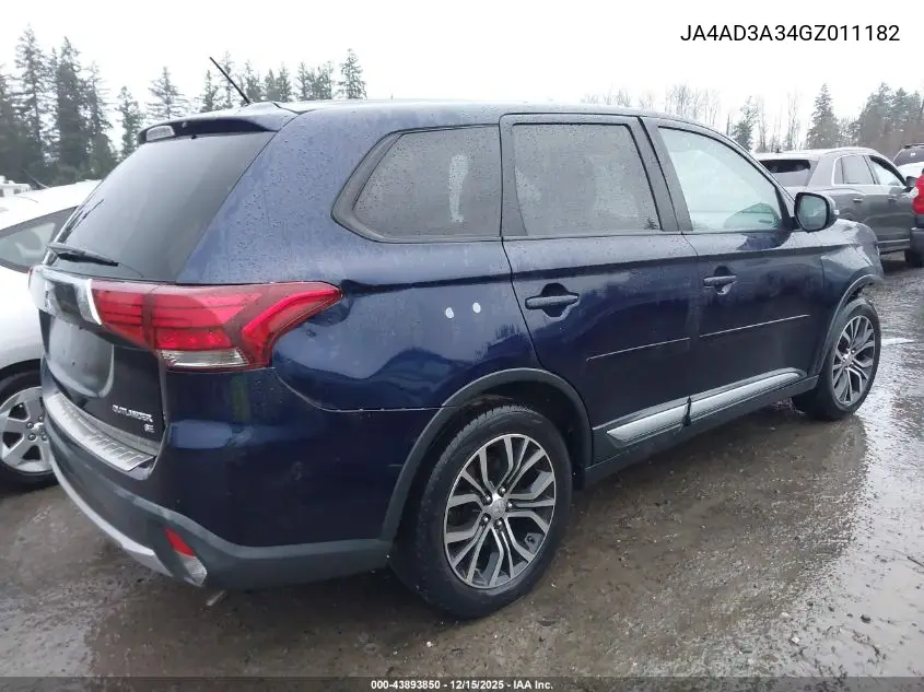 JA4AD3A34GZ011182 2016 Mitsubishi Outlander Se