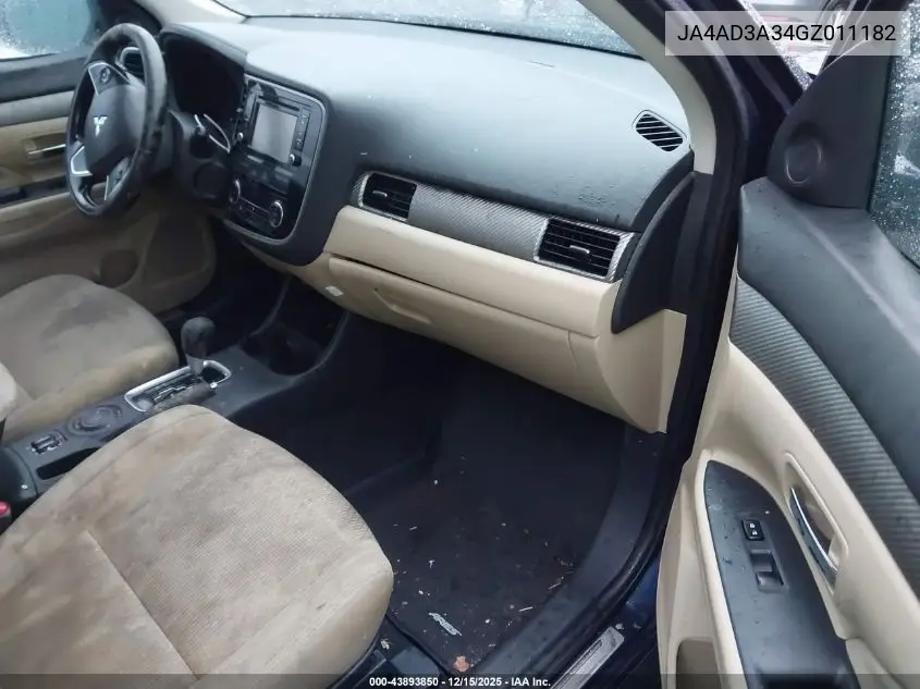 JA4AD3A34GZ011182 2016 Mitsubishi Outlander Se