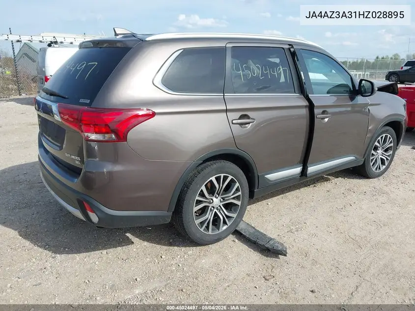 2017 Mitsubishi Outlander Se/Sel VIN: JA4AZ3A31HZ028895 Lot: 45024497