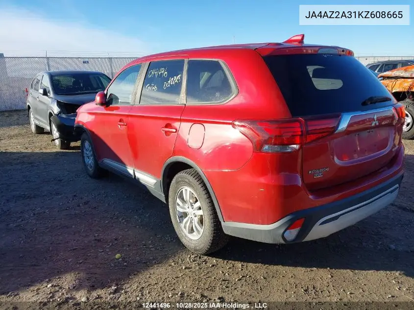 JA4AZ2A31KZ608665 2019 Mitsubishi Outlander Es