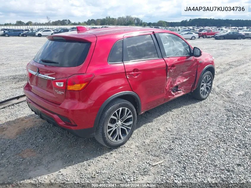 JA4AP3AU7KU034736 2019 Mitsubishi Outlander Sport 2.0 Es