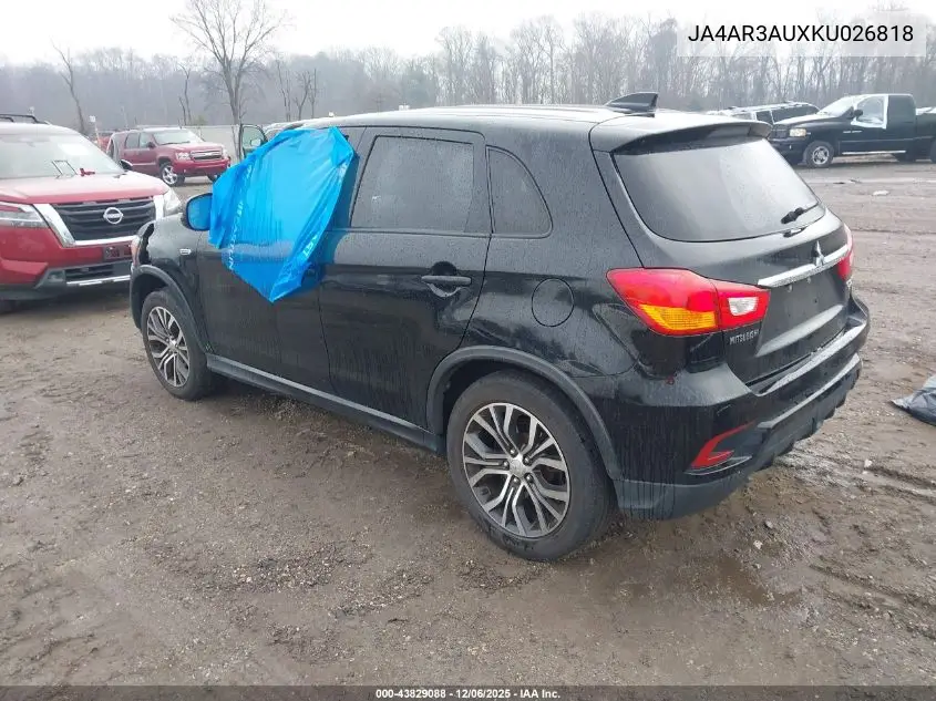 JA4AR3AUXKU026818 2019 Mitsubishi Outlander Sport 2.0 Es