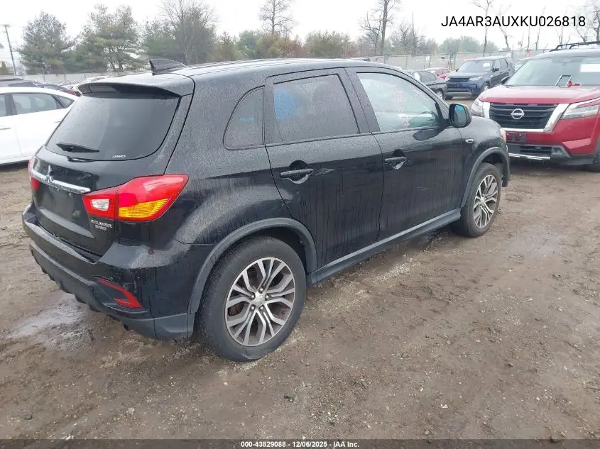 JA4AR3AUXKU026818 2019 Mitsubishi Outlander Sport 2.0 Es