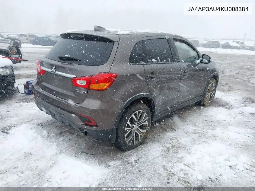 JA4AP3AU4KU008384 2019 Mitsubishi Outlander Sport 2.0 Es