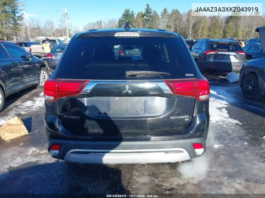 JA4AZ3A3XKZ043919 2019 Mitsubishi Outlander Se