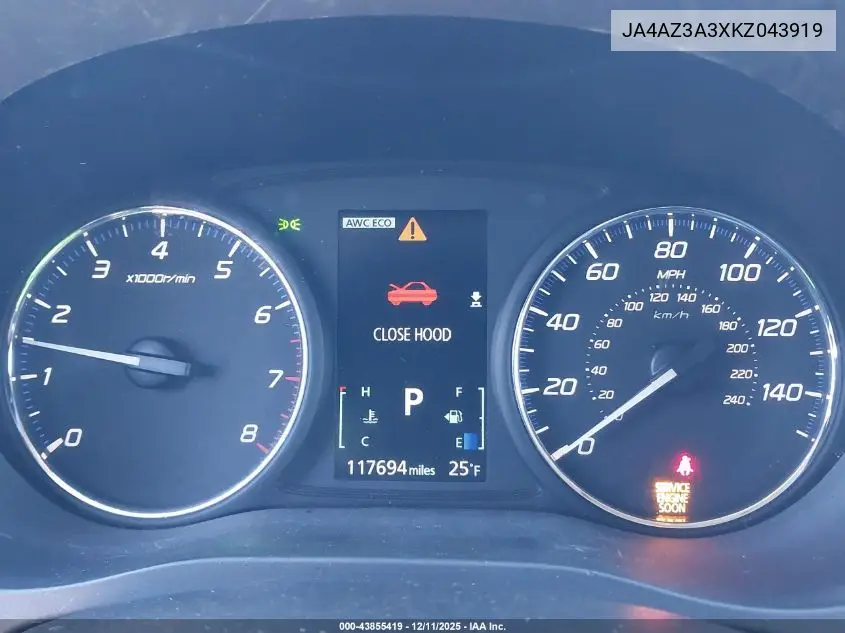 JA4AZ3A3XKZ043919 2019 Mitsubishi Outlander Se